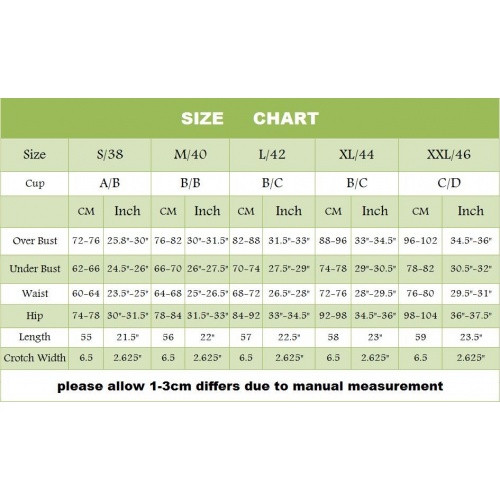 Sport swimwear Sizes