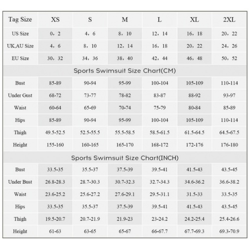 One piece swimsuit short stile sizes